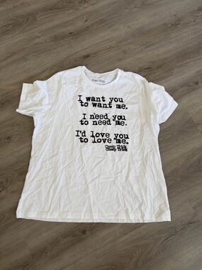 White Graphic Tee - 'I Want You' Lyrics